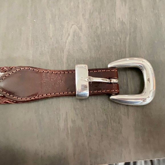 Vintage Men Women Unisex Brighton Western Braided Trim Textile Leather Belt  34" - Picture 3 of 11